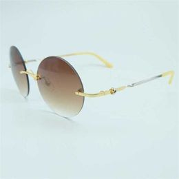 2024 10% OFF Luxury Designer New Men's and Women's Sunglasses 20% Off Round Metal Rimless Mens Vintage Lentes Mujer