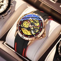 21 Live Broadcast of Ouqina Sports Glow Men's Tourbillon Transparent Bottom Racing Fully Automatic Mechanical Watch