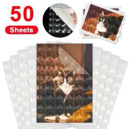 Paper 50Sheets Cold Laminating Film A4 Waterproof Selfadhesive Paper film Broken Glass Dots DIY Package Card Photo Holographic Film