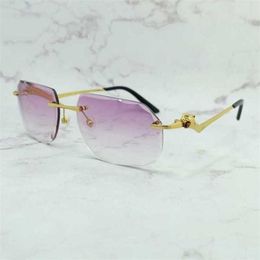 designer sunglasses 10% OFF Luxury Designer New Men's and Women's Sunglasses 20% Off Panther Diamond Cut Driving Shades Eyewear Rimless Mens Accessories Fashion Glass