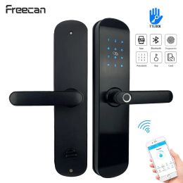 Lock FREECAN Bluetooth Wifi Electronic Door Lock With TTlock App Smart Fingerprint Security Gate Lock with RFID Card Code Key Unlock
