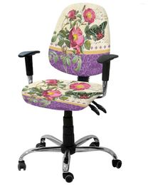 Chair Covers Antique Plant Flower Butterfly Elastic Armchair Computer Cover Stretch Removable Office Slipcover Split Seat