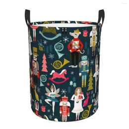 Laundry Bags Nutcracker Ballet Dancer Basket Foldable Clothes Toy Hamper Storage Bin For Kids Nursery