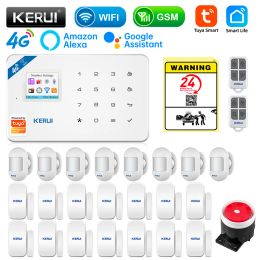 Kits KERUIW184 Security Alarm Kit, Wireless Devices, Motion Sensor, Window, Door Sensor, Tuya Smart App, Home, WiFi, 4G