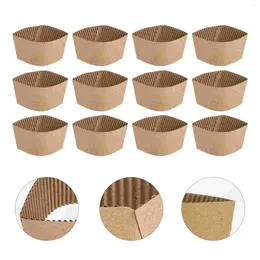 Disposable Cups Straws 50 Pcs Cardboard Coffee Cup Holder Sleeve Corrugated Paper Heat-insulation Cover