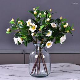 Decorative Flowers Simulated Camellia Branch With Fake Leaves Artificial For Wedding Party Home Table Decoration