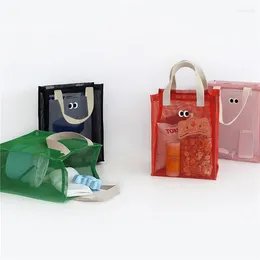 Storage Bags Cute Eyes Beach Bag Summer Breathable Mesh For Toiletry Towel Slippers Swimming Makeup Handbag