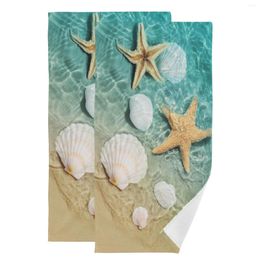 Towel Starfish Seashell On Beach Hand Towels Set Of 2 Luxury Soft Absorbent Cotton Washcloths For Bathroom Gym Spa Bath