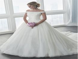 Sparkling Offtheshoulder Neckline Ball Gown Wedding Dresses With Bling Bling Beading Bodice Bridal Gowns vestidos de casamento2784378