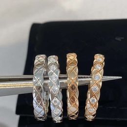 High Version Diamond Grid Ring for Men and Women, Rose Gold Wide and Narrow Version with Diamond Small Fragrance Couple Ring, Hot Selling Item