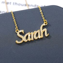 Necklaces Custom Zircon Name Necklaces for Women Men Gold Colour Stainless Steel Customised Necklace Pendant Personalised Jewellery