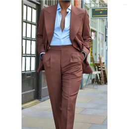 Men's Suits High End Men 2 Piece Jacket Pants Set Double Breasted Peaked Lapel Formal Party Wedding Groom Full Tenro Male Clothing