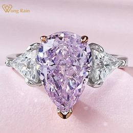 Cluster Rings Wong Rain 925 Sterling Silver 8 12MM Crushed Cut Lab Sapphire High Carbon Diamond Gems Water Drop Ring Wedding Party