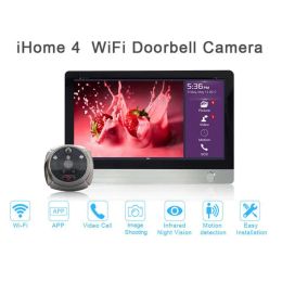 Doorbells Rollup Ihome4 Smart Home Intercom Door Viewer Peephole Wireless Video IP Camera Eye WIFI Visual Doorbell Remotely Surveillance