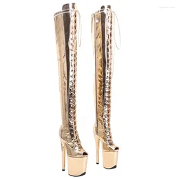 Dance Shoes Fashion Sexy Model Shows PU Upper 20CM/8Inch Women's Platform Party High Heels Thigh Pole Boots 032
