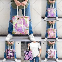 Shopping Bags Colorful Magic White Horse Style With Cute Tote Bag Side For Ladies Eco Women Foldable Canvas