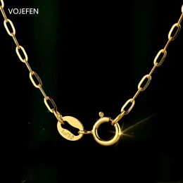 Necklaces VOJEFEN Genuine 18k Necklaces Pure Gold O Chains AU750 Yellow/Rose Luxury Quality Jewellery For Women Choker Neck Fine Jewellery