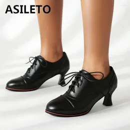 Dress Shoes ASILETO Brand Vintage Women Pumps Round Toe Strange Heels 5.5cm Lace Up Plus Size 47 48 Office Lady Classic Daily Spring