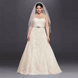 Dresses Allover Lace Plus Size ALine Wedding Dress Sweetheart Removable Beading Belt Customised Bridal Dresses vestido de noiva 9WG3805