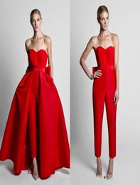 Fashion Strapless Silk Satin Bow Back Evening Dresses With Convertible Skirt Sweetheart Satin Waistband Prom Gowns9818535