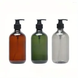 Liquid Soap Dispenser 1pc Large Capacity 500ml Brown Shampoo Plastic Bottle Shower Gel Refill Push-type Lotion PET Packaging B