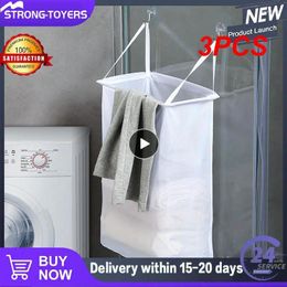 Laundry Bags 3PCS Wall Mounted Hanging Net Bag Hamper Basket Kids Toys Sorter OrganizersLaundry Organiser For Dirty Clothes