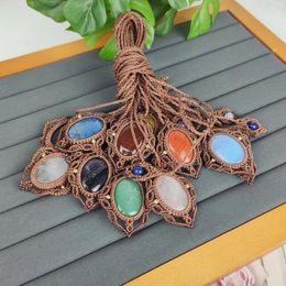 Pendant Necklaces Natural Crystal Necklace Stone Handmade Wax Rope Wrapped Gemstone Semi-precious Jewelry