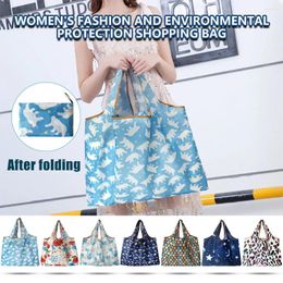 Storage Bags Closet Women Shopping Travel Shoulder Folding Eco Grocery Handbag Tote Pouch Bag Clear Basket With Handle