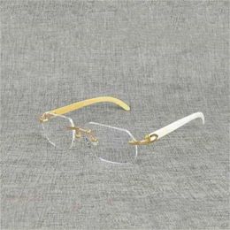 2024 Men's Luxury Designer Women's Sunglasses Natural Wood Square Clear Buffalo Horn Oversize Rimless Eyeglasses Frame Men Reading Optical Oval Oculos