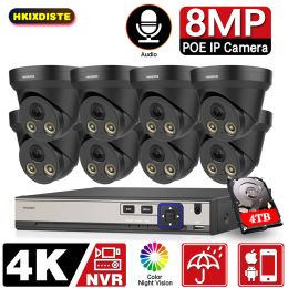 System 8CH 8MP Ultra HD POE NVR Video Security System 4K H.265+ Surveillance NVR 4K HD IP66 IPC CCTV Colour Night Vision Dome Cameras