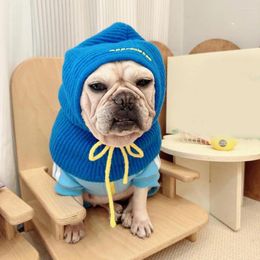 Dog Apparel Pet Hat With Scarf Fade-resistant Soft Warm Woolen Drawstring For Cozy Winter Comfort Ideal Neck Small