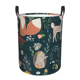 Laundry Bags Waterproof Storage Bag Cute Forest Animals Household Dirty Basket Folding Bucket Clothes Toys Organiser