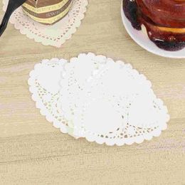 Baking Tools 200 Sheets White 4 Inches Heart Shape Lace Doilies Oil-Absorbing Disposable Cake Box Liner Hollow Out Packaging Paper Pad