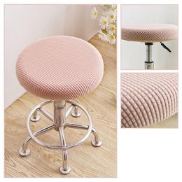 Chair Covers Solid Colour Round Cover Dining Stool Elastic Cushion Washable Bar Seat Slipcover Home Decor