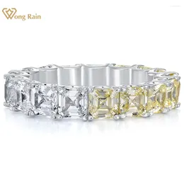 Cluster Rings Wong Rain Luxury 925 Sterling Silver Asscher Cut 4 MM Citrine White Sapphire Gemstone Wedding Band Fine Jewelry Ring Wholesale