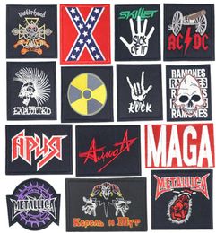 JennieFashion Hippie Skull Patch Iron On Rock Patch Joker Embroidered Patches For Clothes Jacket Fabric Band Metal Music Applique7288213