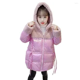 Down Coat Children Winter Jacket For Girls Kids Hooded Warm Coats Patchwork Thick Cotton-Padded Long Outwear Korean Clothes Teens 4-13Yrs