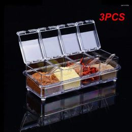 Storage Bottles 3PCS Transparent Acrylic Seasoning Box Spice Jar Muti-function Sugar Salt Bottle Kitchen Accessories