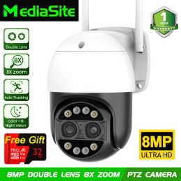 Cameras Mediasite 8mp 4k 8x Hybrid Zoom 2.8+12mm Dual Lens Ptz Ip Camera Wifi Human Detection Security Video Surveillance Camera Icsee