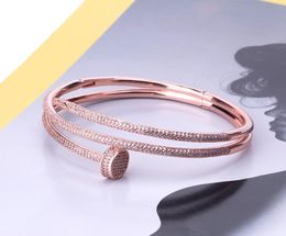 Fashion 2 Row Bracelets For Women Gold Plated Valentine039s Day Bangle Bracelet Full Diamond Bracelet Jewelry For Lover 17cm7526368