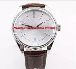 Luxury Watches New Series 18k Silver Automatic Mechanical Watch Brown Leather White Surface Top Quality Sport Men039s Watch Fas2261276