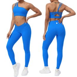 Women Yoga Set 2 Pieces Gym Top Beauty Back Sports Bra Fitness High Waist Push Up Align Leggings Workout Set Running Wear Sports Clothes Tracksuits Ladies