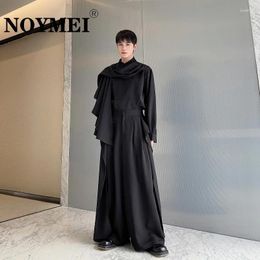 Men's Pants NOYMEI Patchwork Pleated Spring Straight Wide Leg Ribbon Temperament Casual Solid Colour Chinese Style WA4208