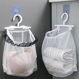 Storage Bags Wall Hanging Laundry Net Dirty Clothes Sundries Foldable Basket Bathroom Bag Fruits Vegetable Mesh