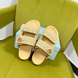 2024 Neue Top Sandalen Plattform Dad Schuhe Frauen Sommer Strandschnallen Schnalle Gurt weiche klobige Fersensportschuhe Frau flach pure handgewebte Schuhe On240403