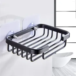 Kitchen Storage Suction Wall Type Black Non-Marking Draining Bathroom Non-Perforated Soap Holder Multi Functional Rack