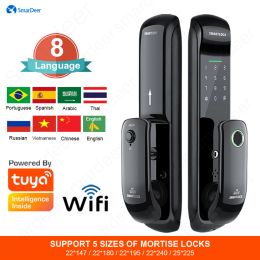 Lock SmarDeer Smart Door Lock for Tuya lock with WiFi Biometric Fingerprint Lock with Fingerprint/Password/RFID Card/Key/APP unlock