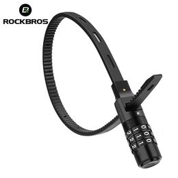 ROCKBROS Portable Bicycle Password Lock Ultralight Stainless Steel Motorcycle Cycling Bike Helmet Antitheft Safety Padlock 240401