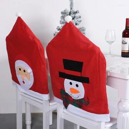 Chair Covers Christmas Santa Claus Snowman Cover Red Printing Stool 63x48cm Restaurant Decor For Home Party Ornaments