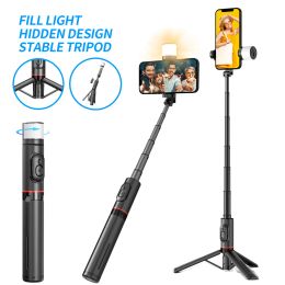 Monopods Selfie Stick Tripod with Light Tripod with Remote Wireless Foldable Portable Phone Stand Holder Mini Phone Tripod for Smartphone